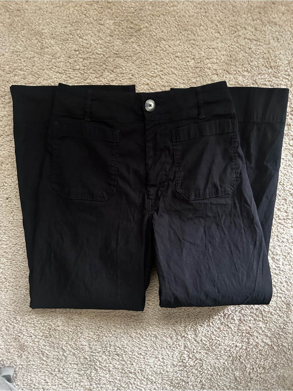 Maeve Anthropologie The Colette Black Cropped Wide Leg Pants Size 27